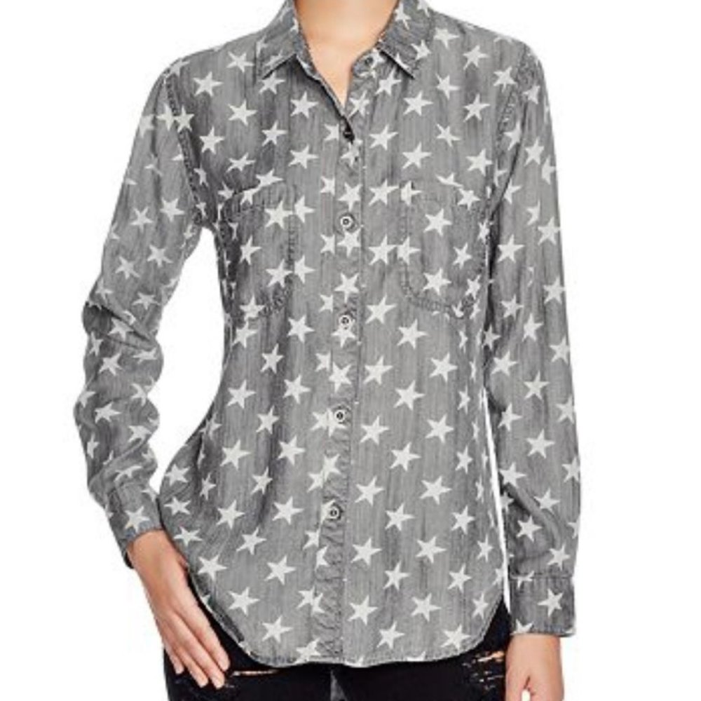 Rails Chambray Star Print Button Down Shirt - image 1